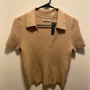 Abercrombie & Fitch Ribbed Short Sleeve Knit Polo, Women’s US Medium